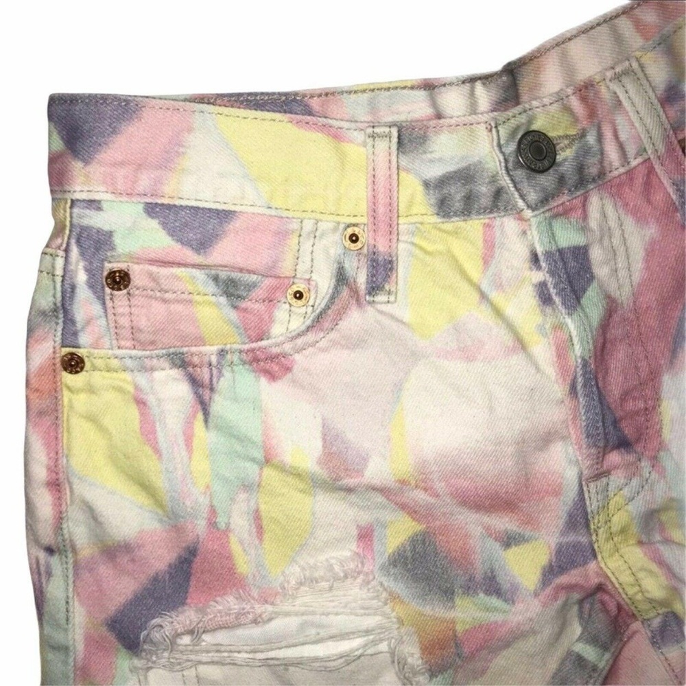 Levi's 501 Rare Button Fly Distressed Cut-Off Raw Hem Grunge Tie Dye Shorts - Picture 9 of 16